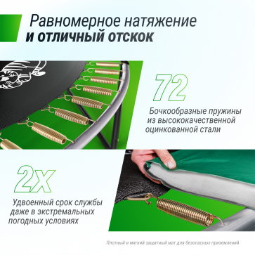 Батут Unix line Supreme Game с внутренней сеткой 12 футов - 360 см (зеленый) (TRUSUG12GR) - 5